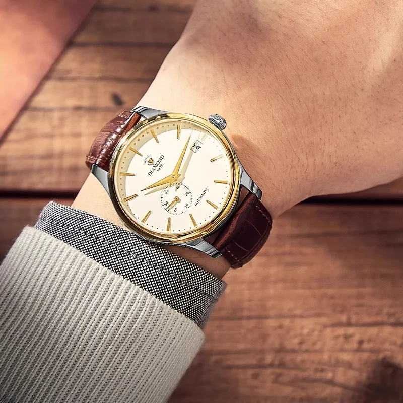 Diamond Automatic Mechanical Movement Watch Unisex White Dial-5