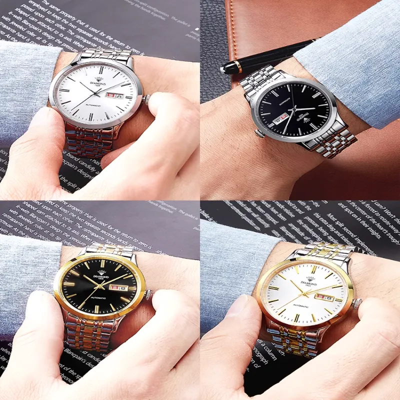 Diamond Automatic Mechanical Movement Watch Men's Watches Silver Dial-10