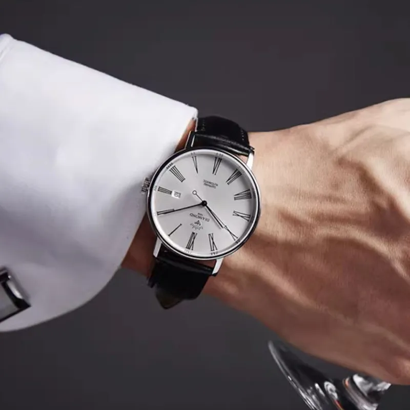 Diamond Automatic Mechanical Movement Watch Men's Watches Silver Dial-9