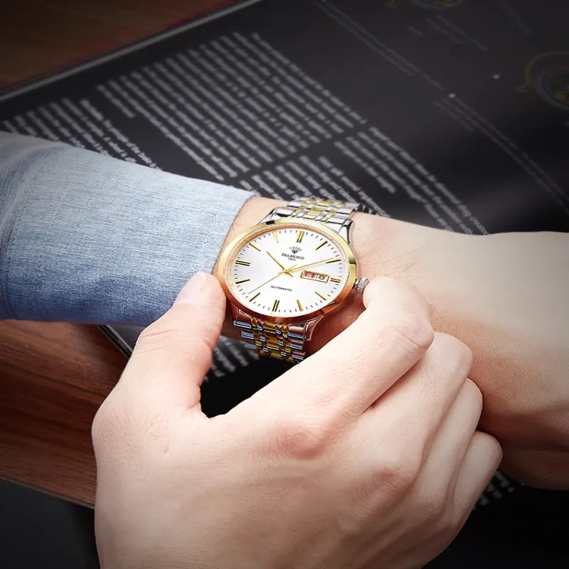 Diamond Automatic Mechanical Movement Watch Men's Watches Silver Dial-24