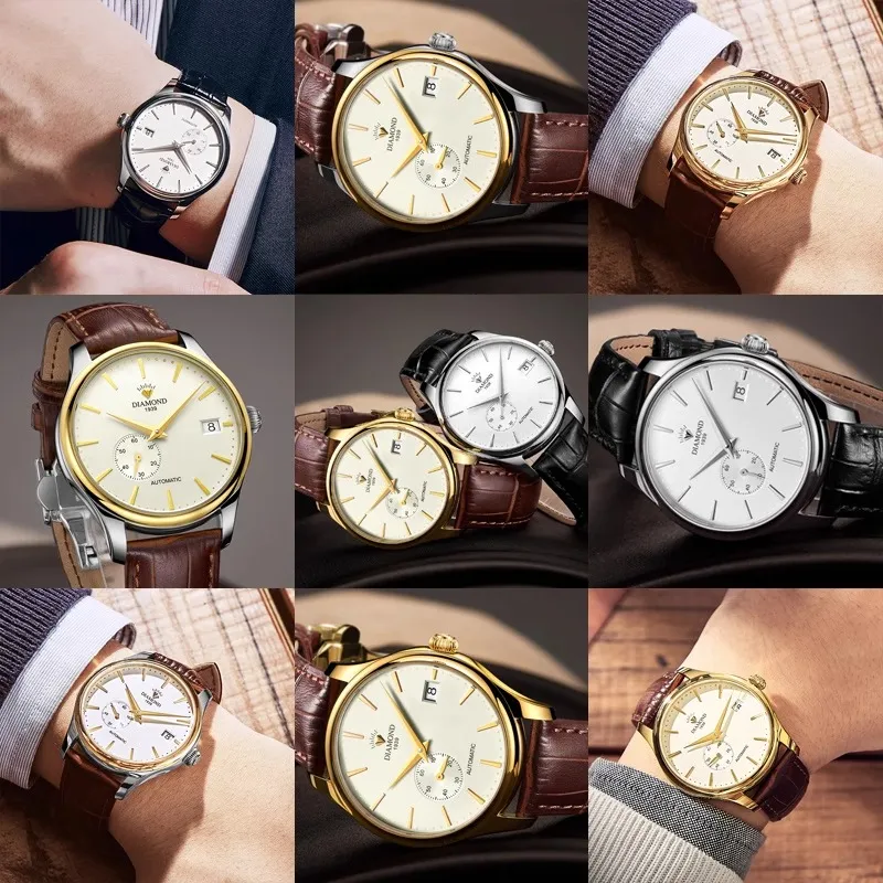 Diamond Automatic Mechanical Movement Watch Unisex White Dial-2