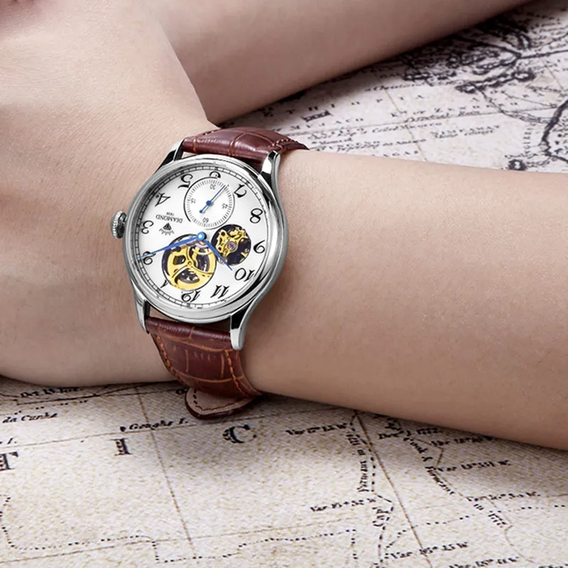 Diamond Automatic/Manual Mechanical Movement Men's Watches White Dial-11