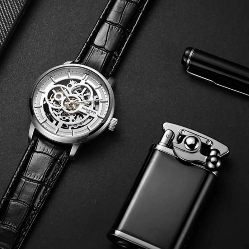 Diamond Automatic Mechanical Movement Men's Watches White Dial-7