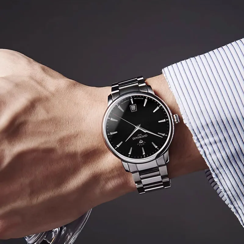 Diamond Automatic Mechanical Movement Watch Men's Watches Black Dial-20