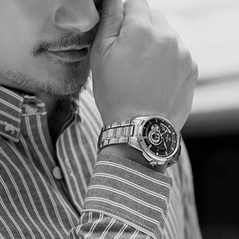 Diamond Automatic Mechanical Movement Watch Men's Watches White Dial-12