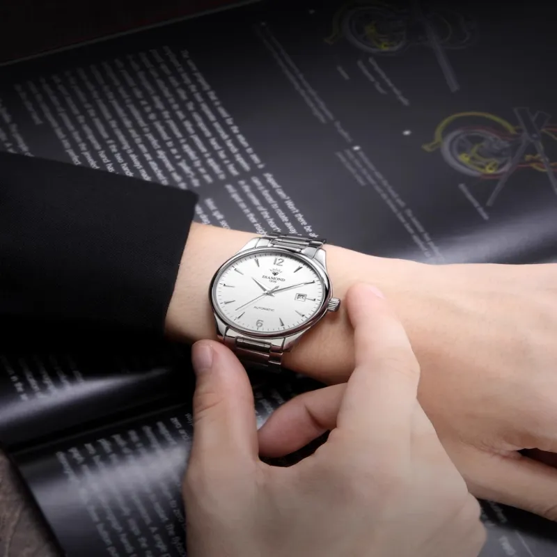 Diamond Automatic Mechanical Movement Watch Men's Watches White Dial-21
