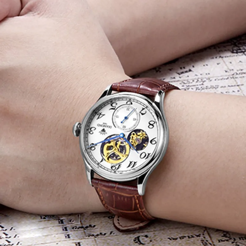 Diamond Automatic/Manual Mechanical Movement Men's Watches White Dial-2