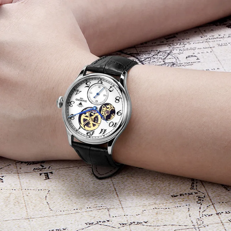 Diamond Automatic/Manual Mechanical Movement Men's Watches White Dial-7