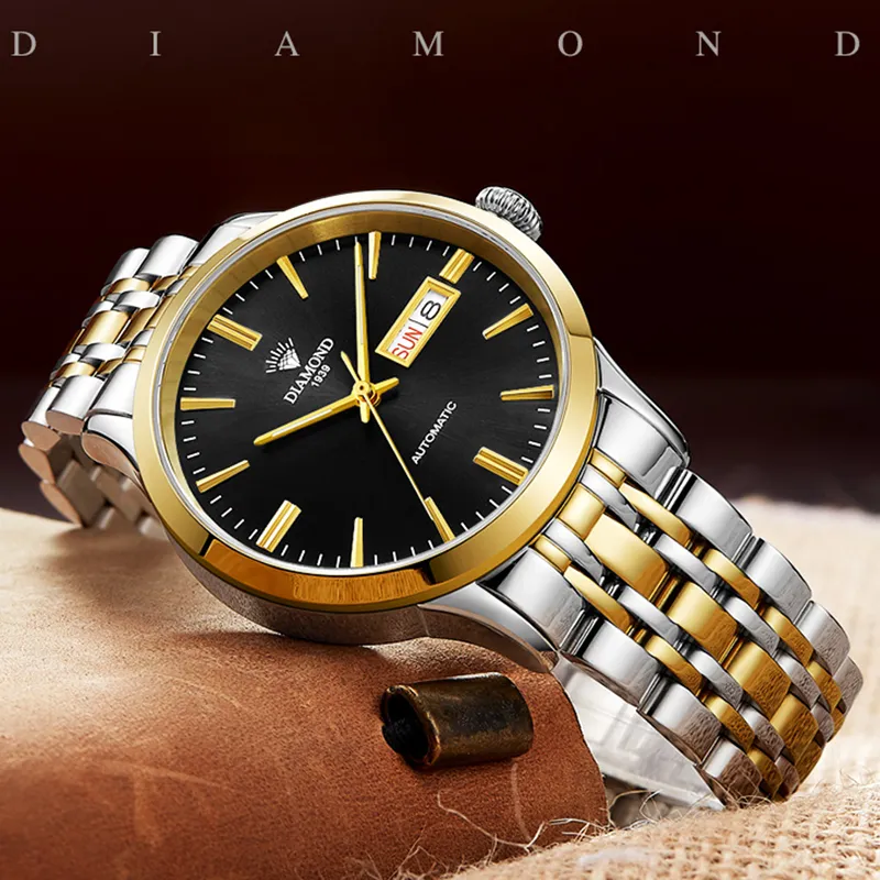 Diamond Automatic Mechanical Movement Watch Men's Watches Silver Dial-12