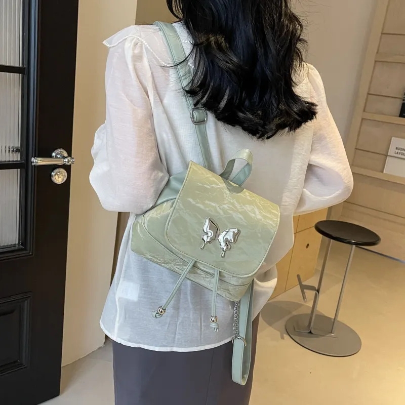Cwatcun PU Handbag Backpack Regular Women's Ecru/Silver/Green/Blue/Pink/Black-20