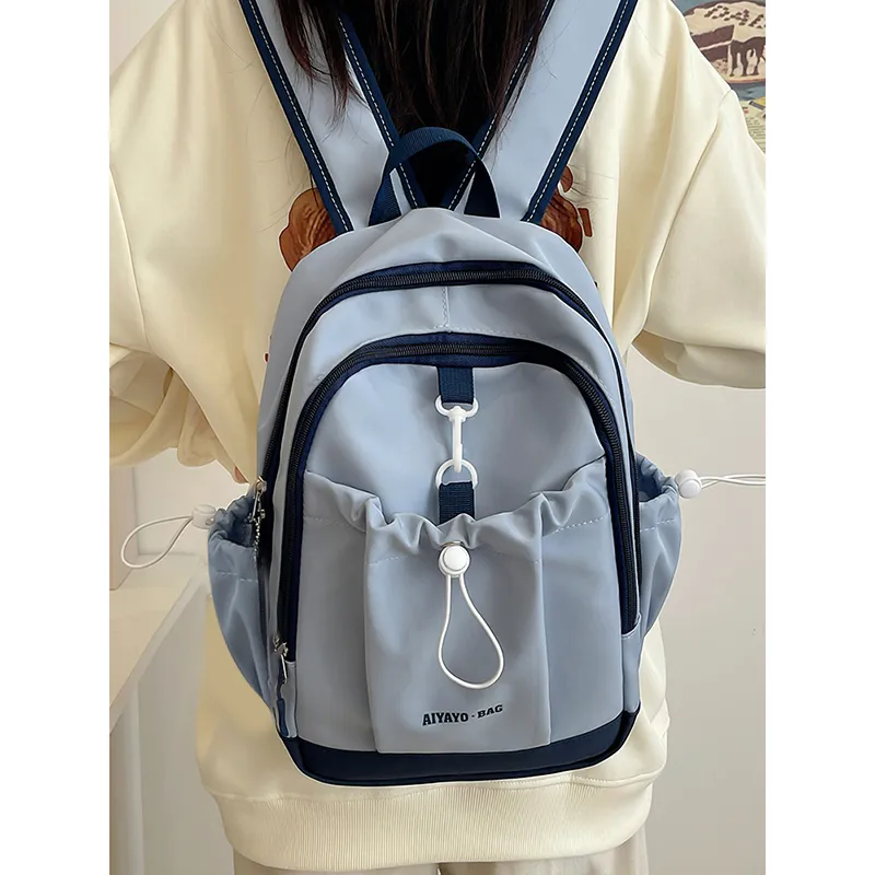 Cwatcun Nylon Backpack Unisex Pink/Blue/Black/Beige/Green-9
