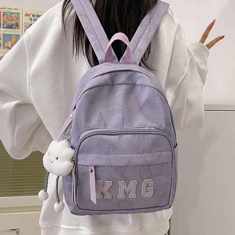 Cwatcun Nylon Backpack Women's White/Pink/Black/Yellow/Purple-17