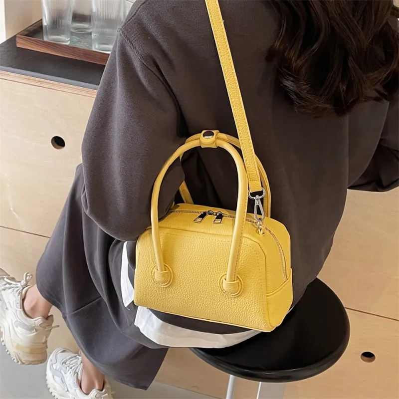 Cwatcun PU One Shoulder Handbag, Crossbody Bag Regular Women's White/Sky Blue/Yellow/Black/Pink-30