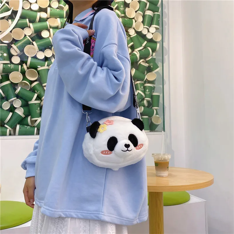 Cwatcun Plush Crossbody Bag Unisex White-6