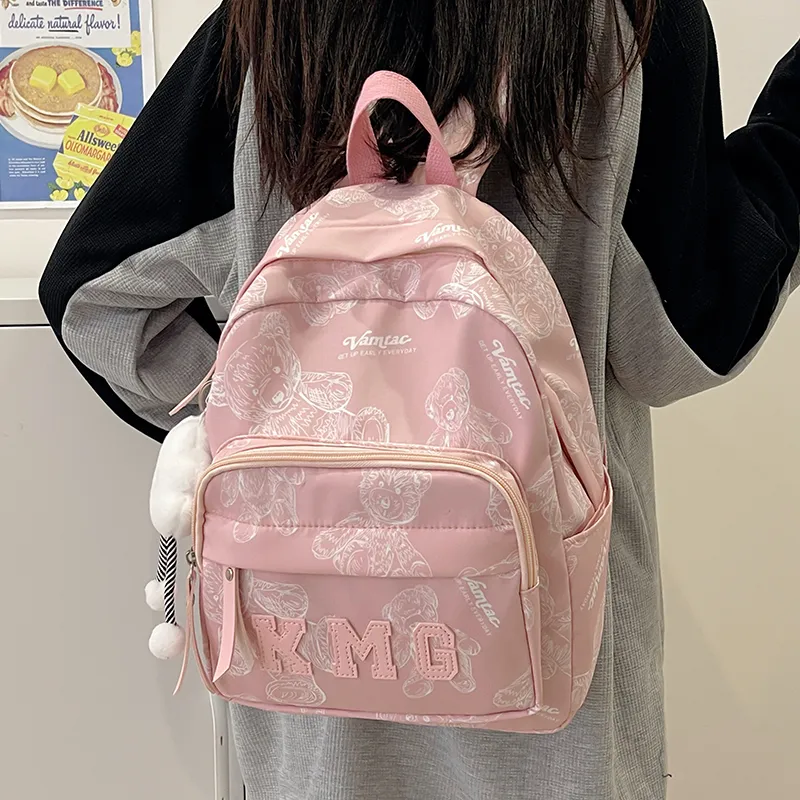 Cwatcun Nylon Backpack Women's White/Pink/Black/Yellow/Purple-7