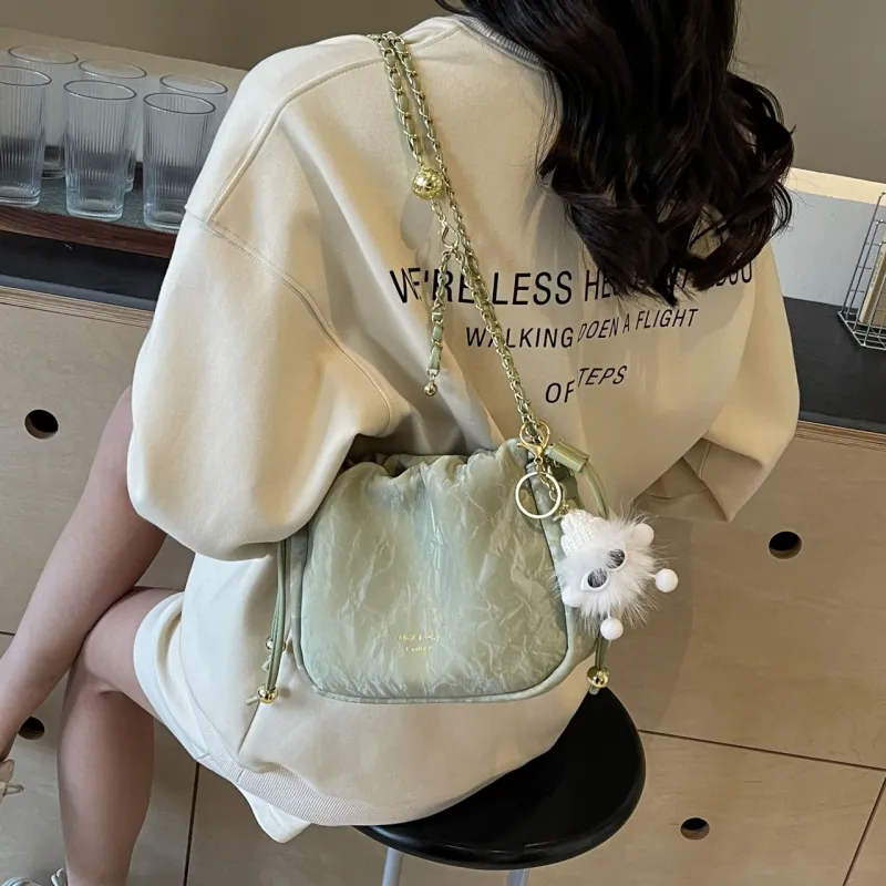 Rainbow Girl PU Shoulder Bag Regular Women's Green/Pink/Ecru/Black-3