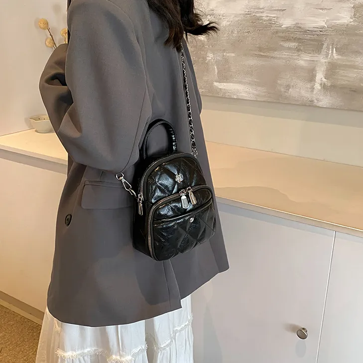 Cwatcun PU Crossbody One Shoulder Handbag Regular Women's White/Black/Burgundy/Silver-6