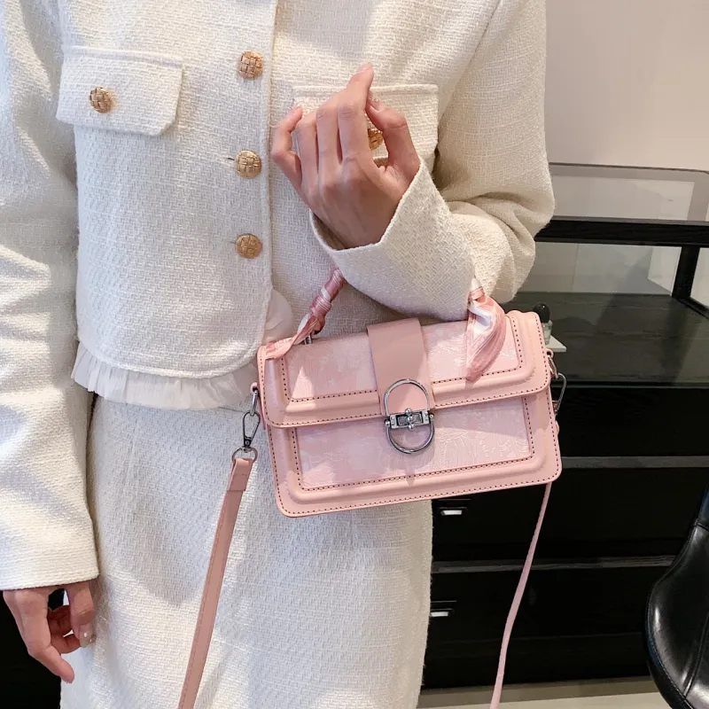 Cwatcun PU Portable Crossbody Women's Shoulder Bag Regular Women's Gray/Pink-8