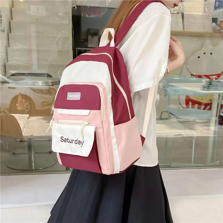 Cwatcun Nylon Backpack Regular Women's Red/Black/Green/Blue-1