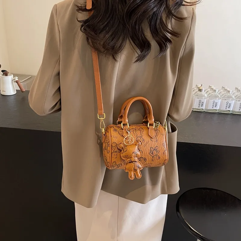 Cwatcun PU Shoulder Bag Crossbody Bag Handbag Women's Ecru/Brown/Pink/Black-11