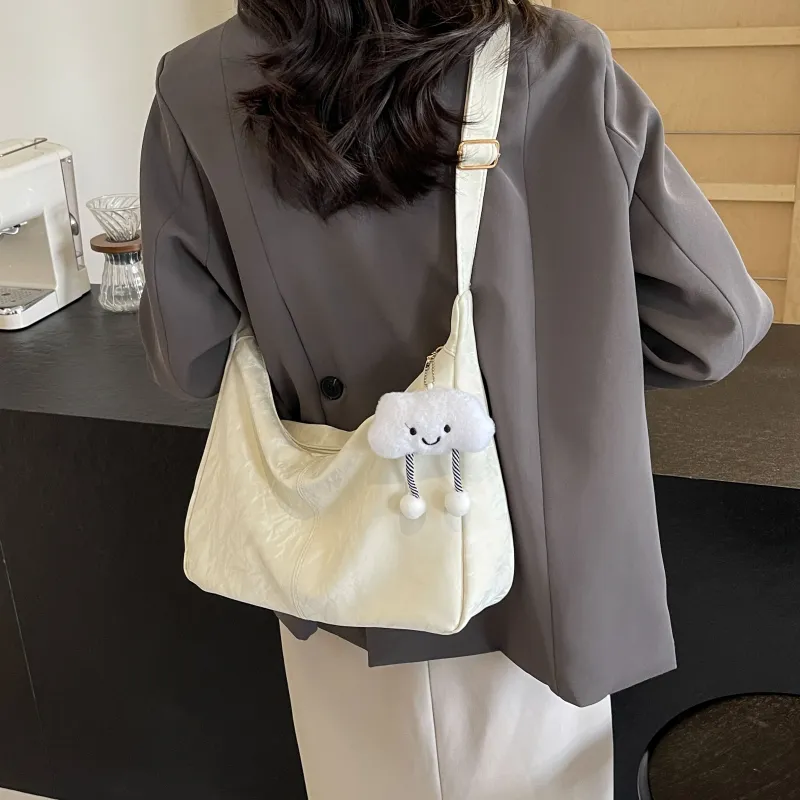 Cwatcun PU Bucket Bag, Shoulder Bag, Crossbody Bag Women's Black/Ecru/Silver/Pink-8