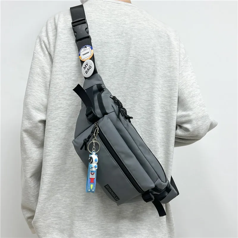 Cwatcun Nylon Sling Bag Regular Unisex White/Light Brown/Gray/Black-14