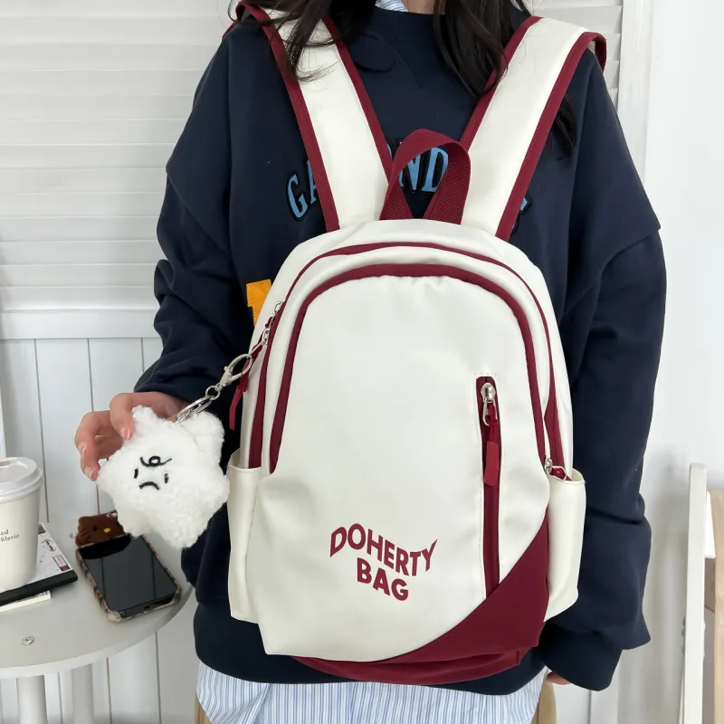 Cwatcun Canvas Backpack Regular Unisex Black/Pink/Red/White/Gray/Blue/Gray/White-1