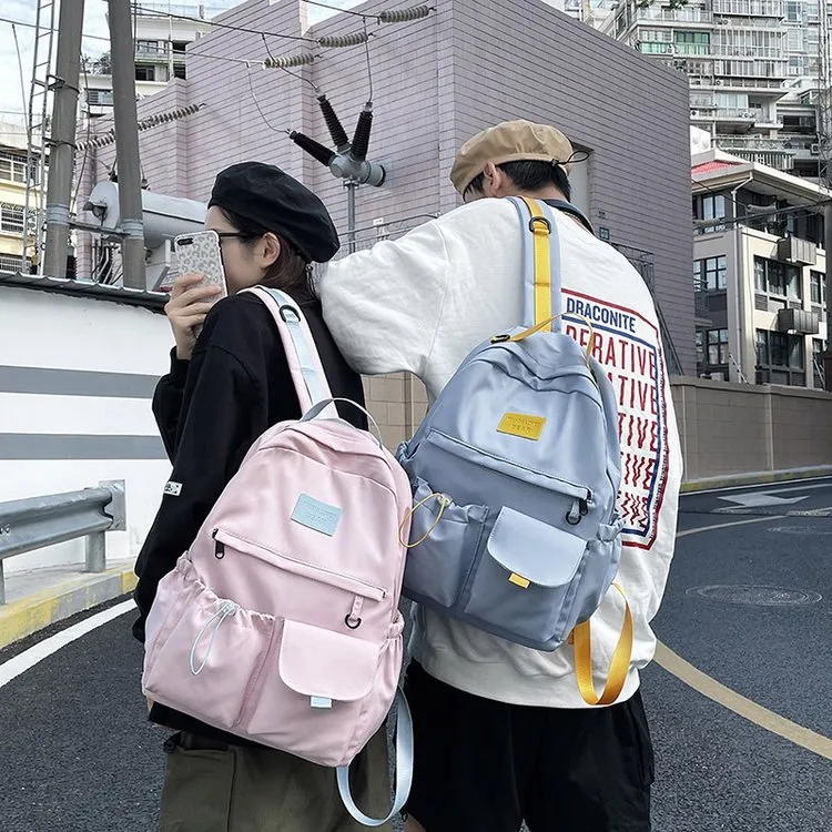 Cwatcun Nylon Backpack Regular Unisex Black/White/Pink/Blue-18