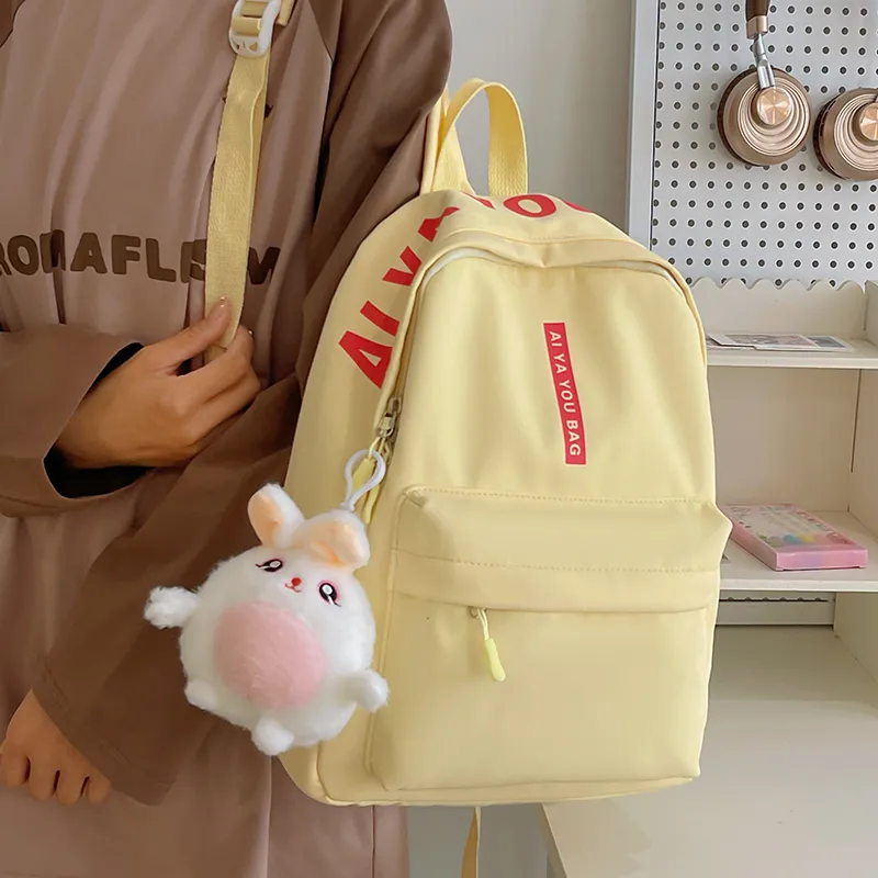 Cwatcun Nylon Backpack Regular Women's White/Pink/Black/Yellow/Purple-14