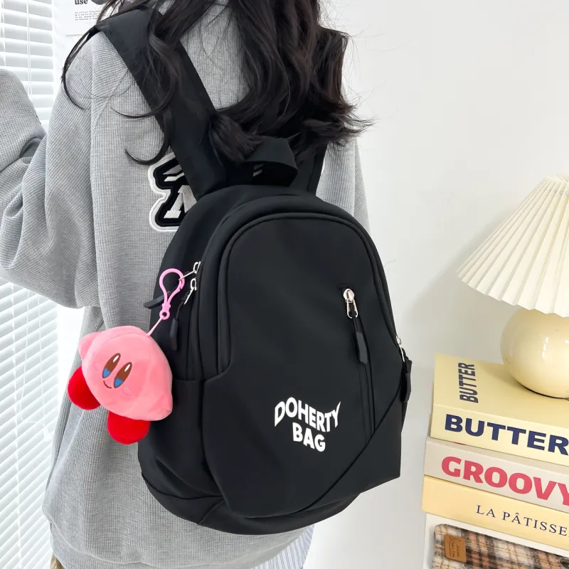 Cwatcun Canvas Backpack Regular Unisex Black/Pink/Red/White/Gray/Blue/Gray/White-17