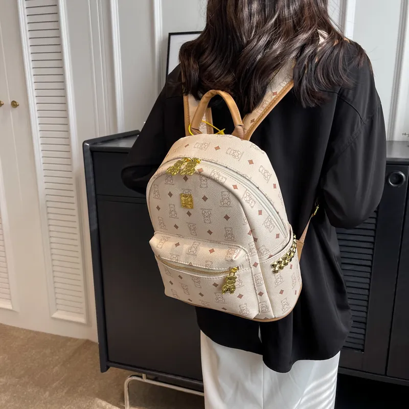 Cwatcun PU Backpack Regular Women's Brown/Pink/Ecru/Black-11
