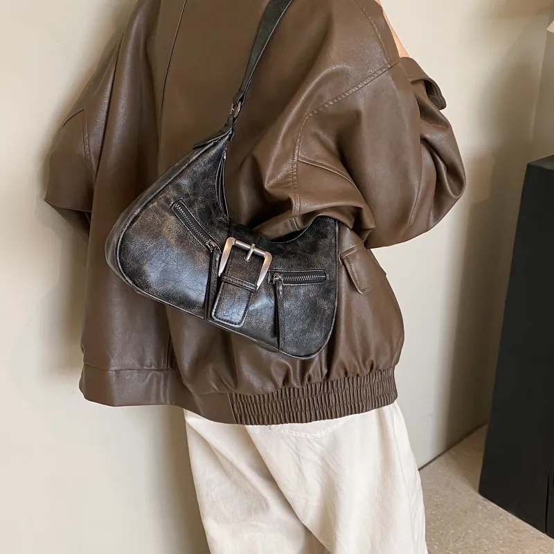 Rainbow Girl PU Shoulder Bag Women's Black/Coffee/Brown-16
