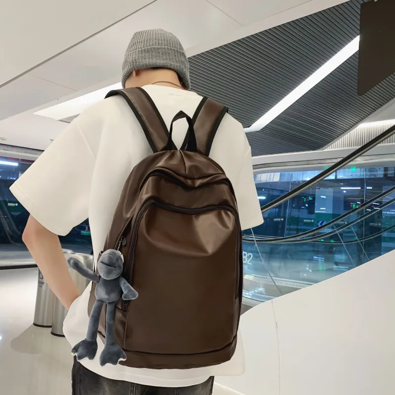 Cwatcun PU Backpack Unisex Black/White/Brown-5