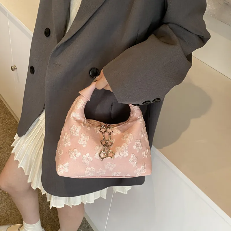 Cwatcun Oxford Crossbody One Shoulder Handbag Women's White/Pink/Black-7