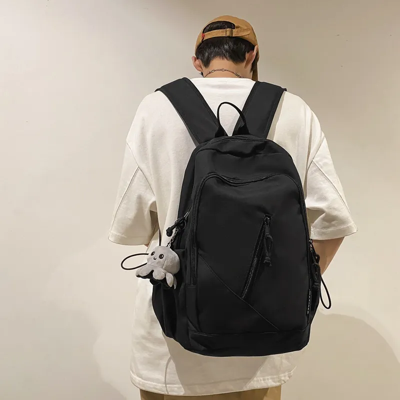 Rainbow Girl Nylon Backpack Regular Black/White/Gray-9