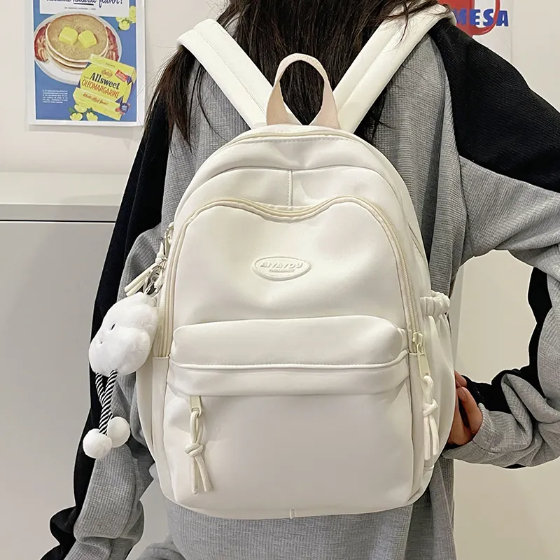 Cwatcun Nylon Backpack Regular Women's White/Pink/Black/Yellow/Green-1