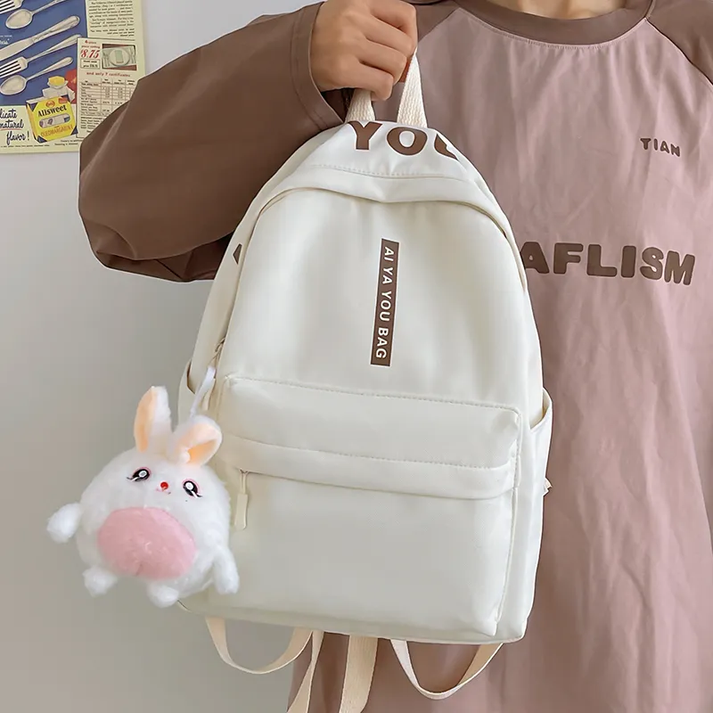 Cwatcun Nylon Backpack Regular Women's White/Pink/Black/Yellow/Purple-1