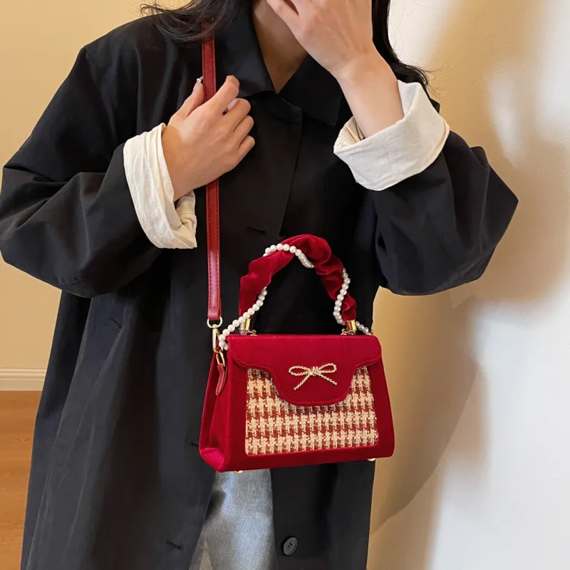 Cwatcun PU Plush Crossbody One Shoulder Handbags Regular Women's Red PU Style/Red Fleece Style-7