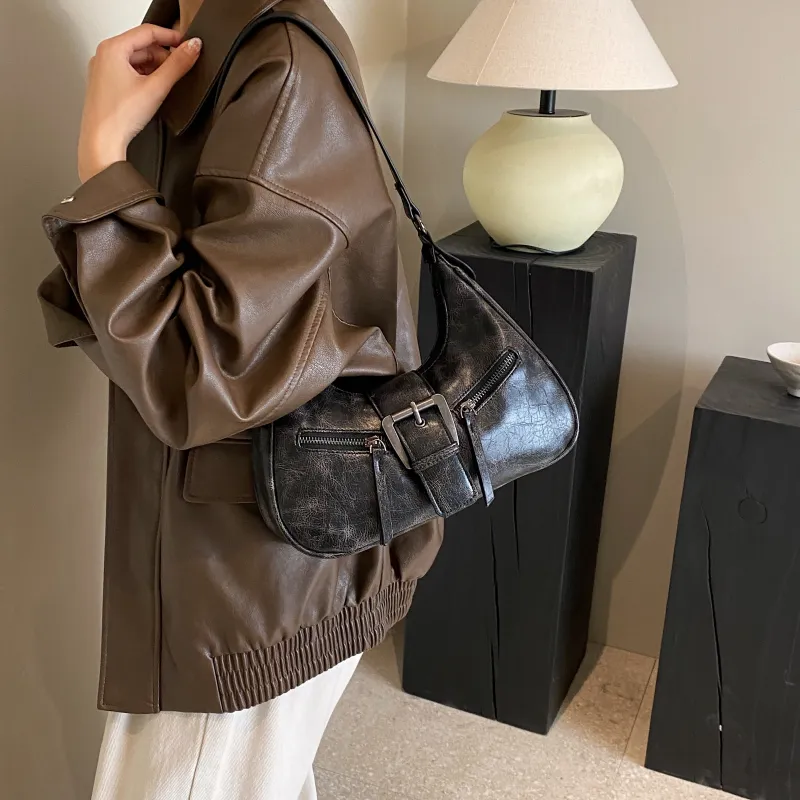Rainbow Girl PU Shoulder Bag Women's Black/Coffee/Brown-19