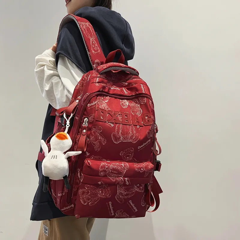 Cwatcun Nylon Backpack Regular Unisex Black/White/Red/Green-9