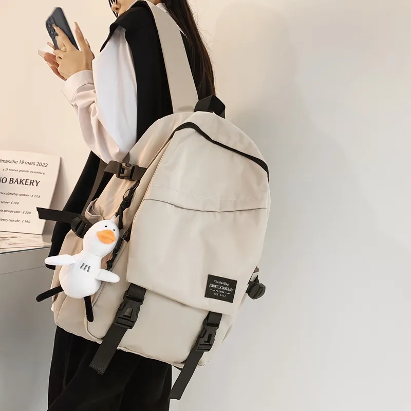 Cwatcun Nylon Backpack Unisex White/Black-3