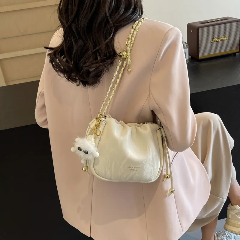 Cwatcun PU Shoulder Bag Regular Women's Pink/Black/Ecru/Green-16