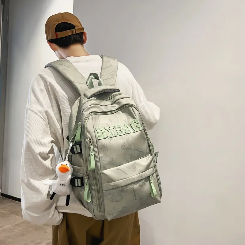 Cwatcun Nylon Backpack Regular Unisex Black/White/Red/Green-11