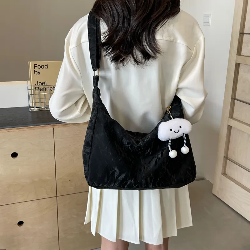 Cwatcun PU Bucket Bag, Shoulder Bag, Crossbody Bag Women's Black/Ecru/Silver/Pink-4