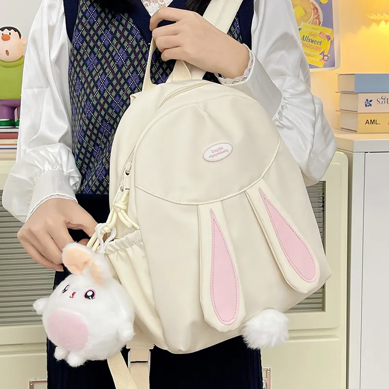 Cwatcun Polyester Backpack Women's White/Pink/Blue/Black/Yellow-1
