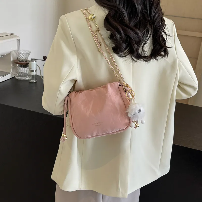 Cwatcun PU Shoulder Bag Regular Women's Pink/Black/Ecru/Green-6
