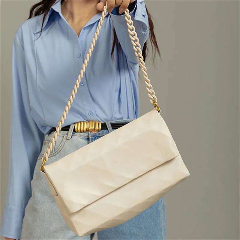 Rainbow Girl PU Shoulder Bag Small Square Bag Shoulder Bag Crossbody Bag Women's Black/Ecru-3