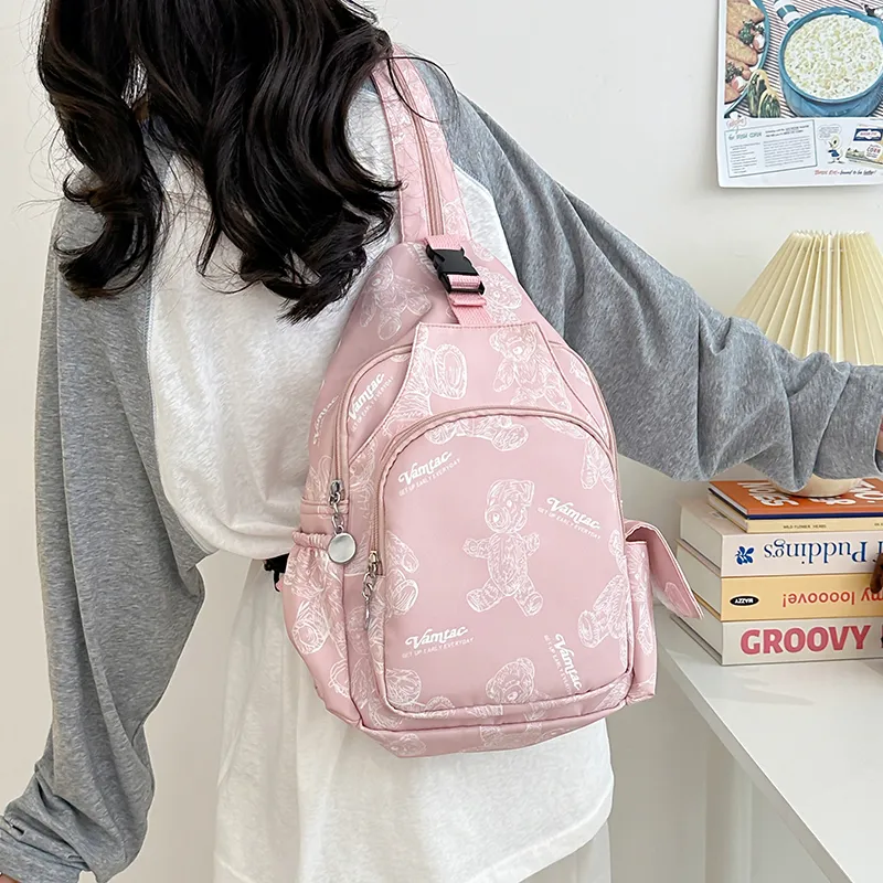 Cwatcun Nylon Backpack Unisex White/Green/Purple/Pink-20