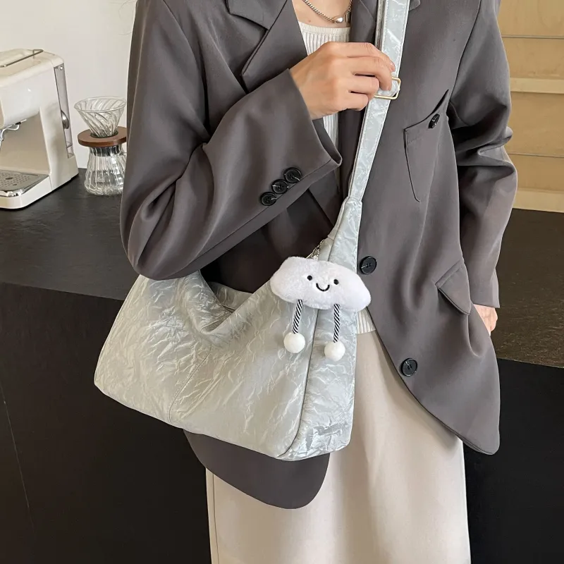 Cwatcun PU Bucket Bag, Shoulder Bag, Crossbody Bag Women's Black/Ecru/Silver/Pink-16