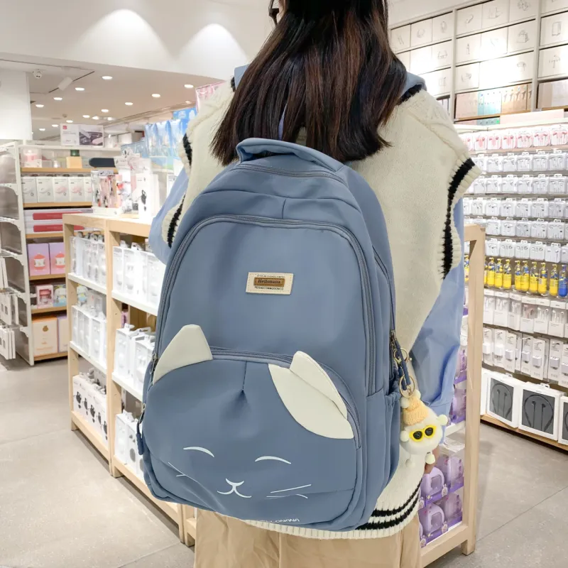 Cwatcun Nylon Backpack Unisex Blue/Pink/White/Black-6
